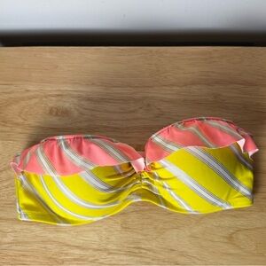 Victoria’s Secret Women’s Y2K Pink and Yellow Strapless Bikini Top size 32 C
